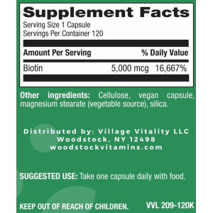 Biotin 5,000 mcg - 120 Capsules