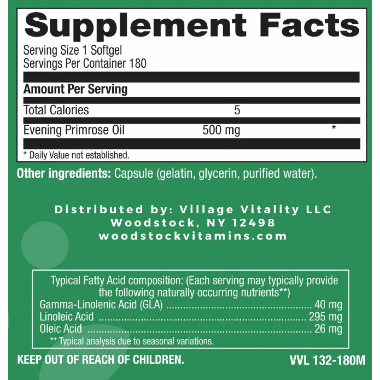 Evening Primrose Oil 500 mg - 180 Softgels