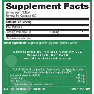 Evening Primrose Oil 500 mg - 180 Softgels