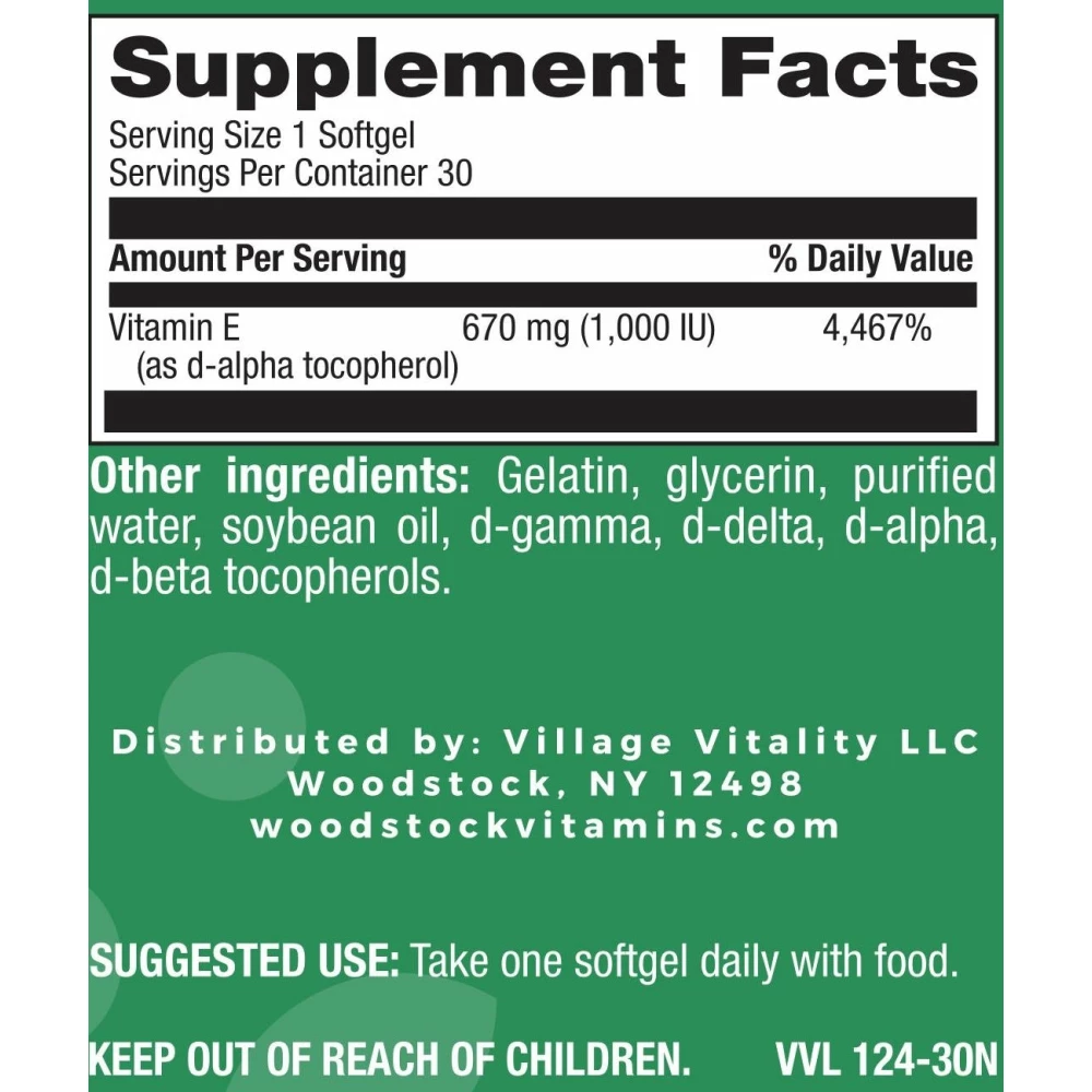 Vitamin E 1,000 I.U. Plus Mixed Tocopherols - 30 Softgels