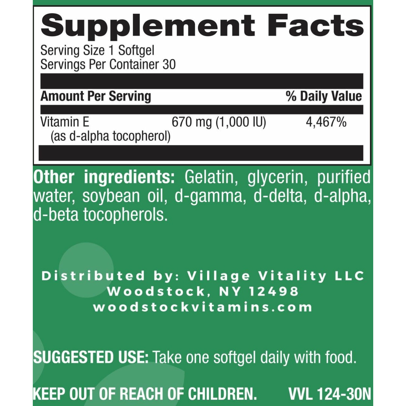 Vitamin E 1,000 I.U. Plus Mixed Tocopherols - 30 Softgels