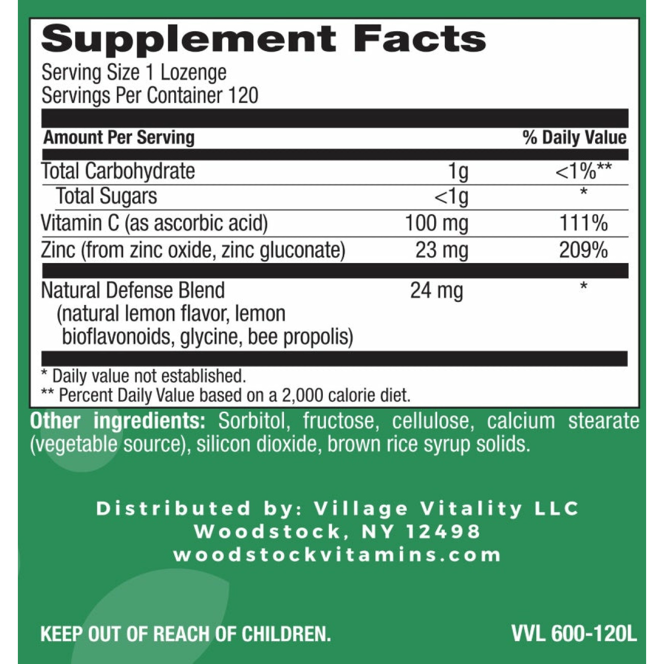 Zinc Lozenges - Cool Lemon Flavor - 120 Lozenges
