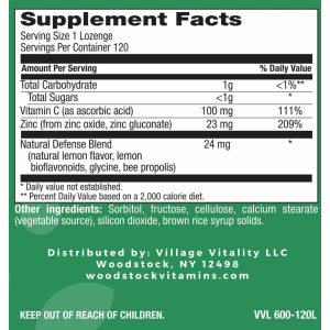 Zinc Lozenges - Cool Lemon Flavor - 120 Lozenges