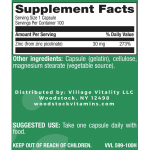 Zinc Picolinate 30 mg - 100 Capsules