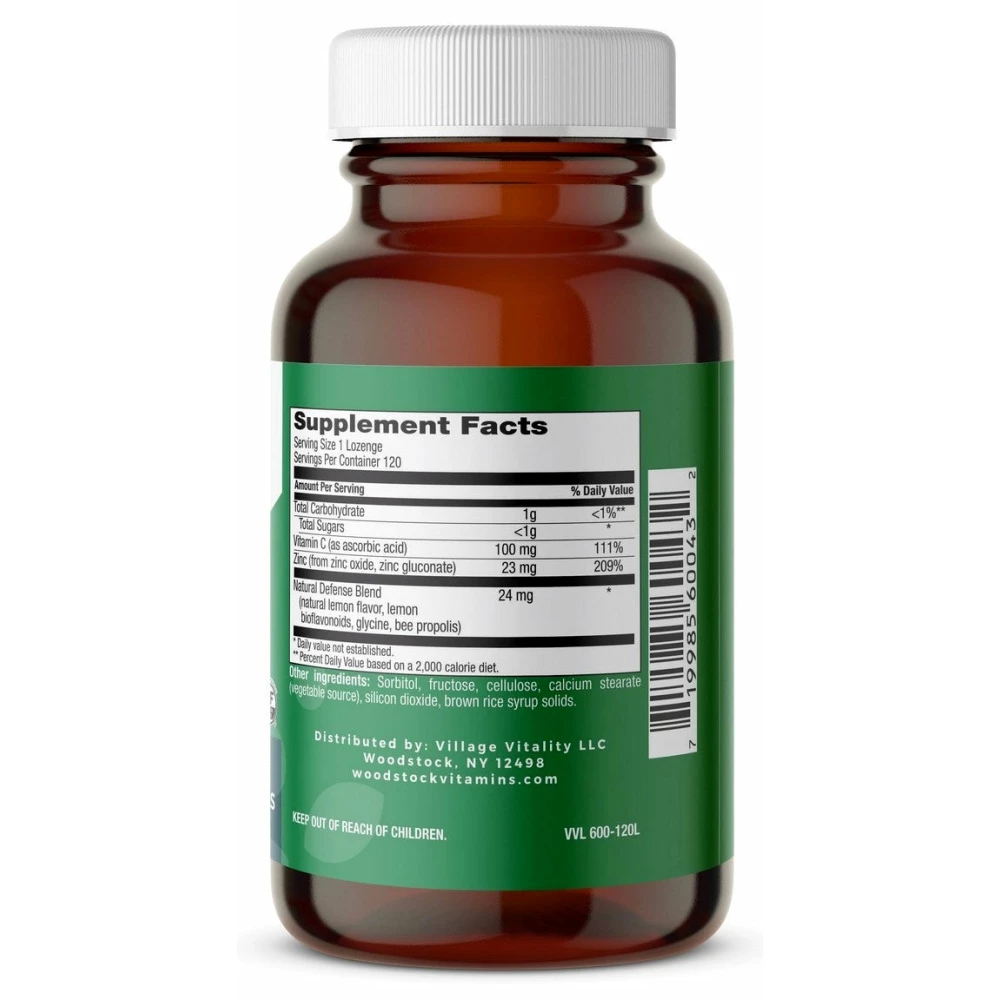 Zinc Lozenges - Cool Lemon Flavor - 120 Lozenges
