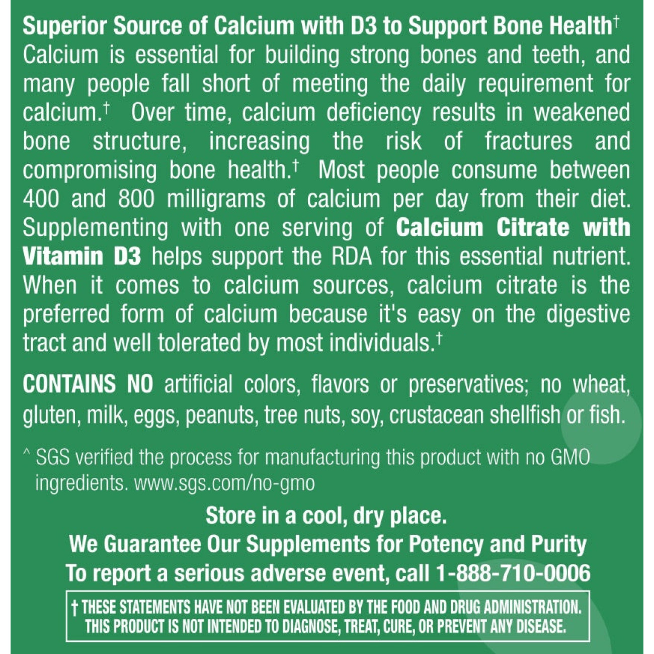 Calcium Citrate with Vitamin D3 - 120 Tablets