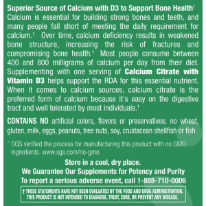 Calcium Citrate with Vitamin D3 - 120 Tablets