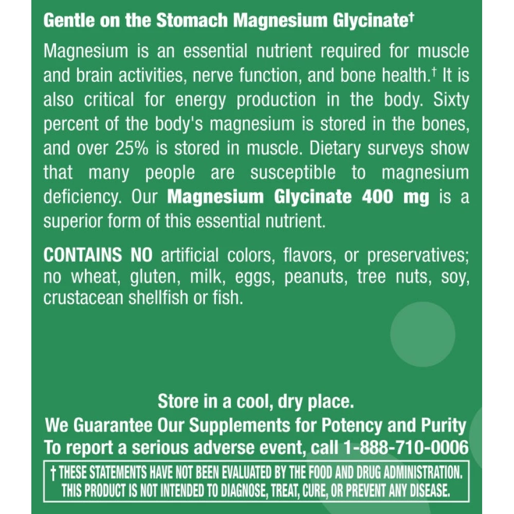 Magnesium Glycinate 400 mg - 90 Capsules