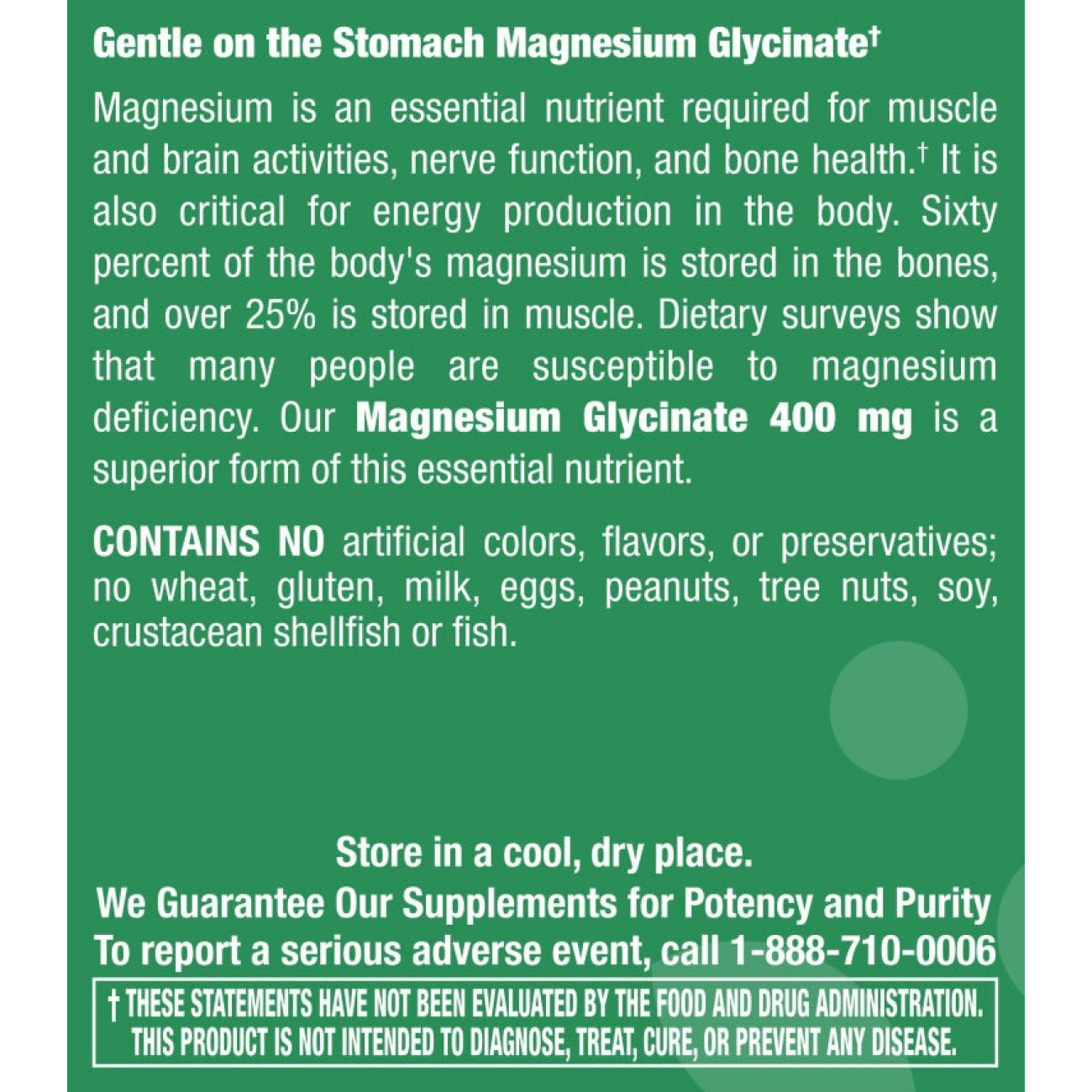 Magnesium Glycinate 400 mg - 90 Capsules