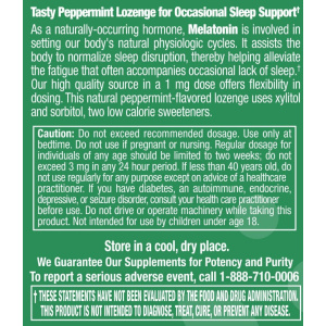 Melatonin 1 mg Natural Peppermint Flavor - 60 Lozenges