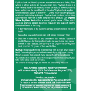 Organic Whole Psyllium Husk Powder - 12 oz