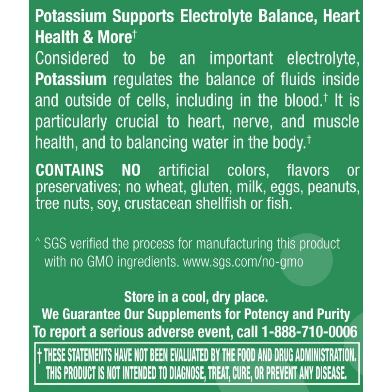 Potassium 99 mg - 100 Tablets