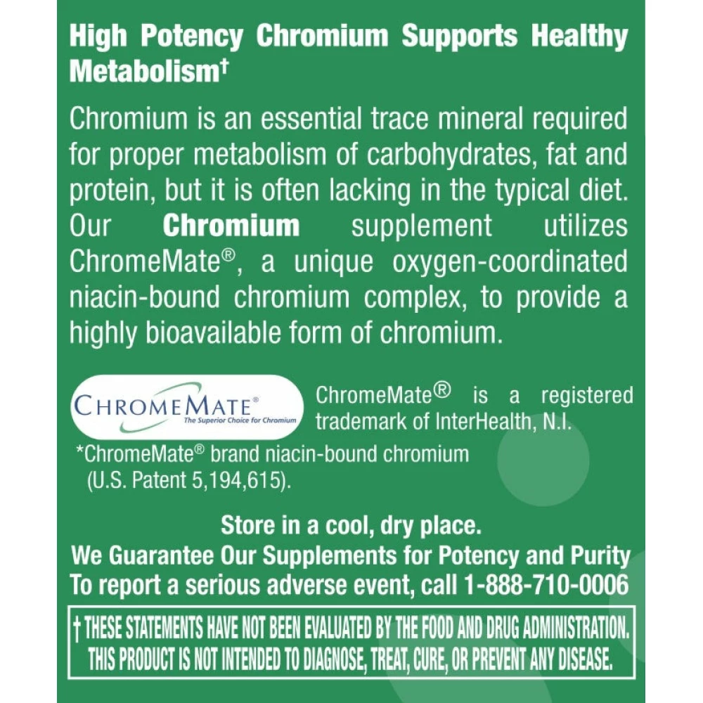 Chromium 200 mcg (Chromemate GTF) - 120 Tablets