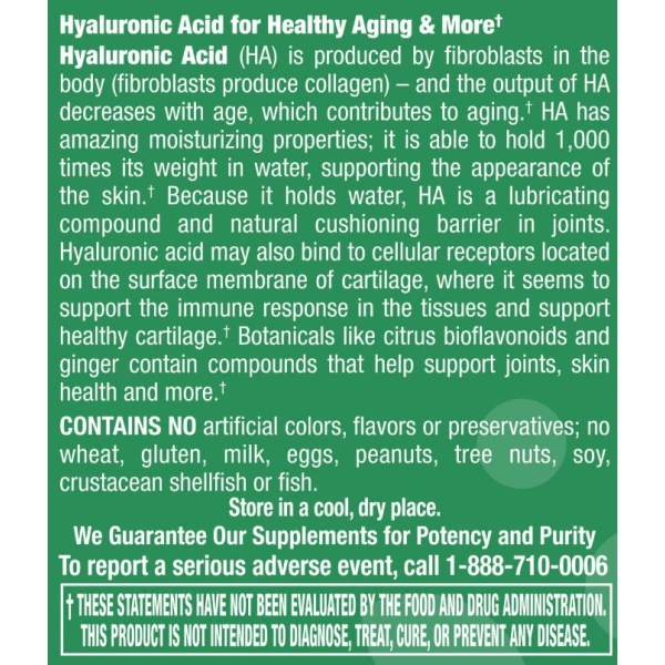 Hyaluronic Acid 100 mg - 50 Capsules