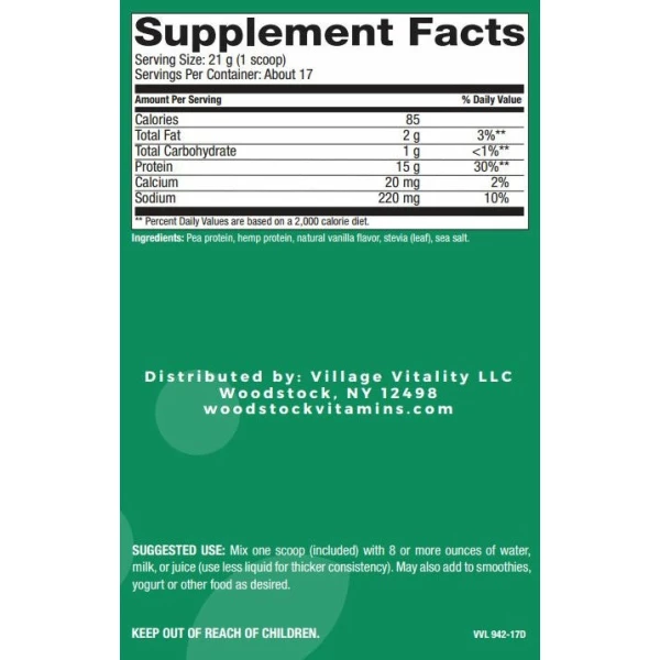 Organic Balanced Plant Protein Blend - Natural Vanilla Flavor - 13.8 oz Powder