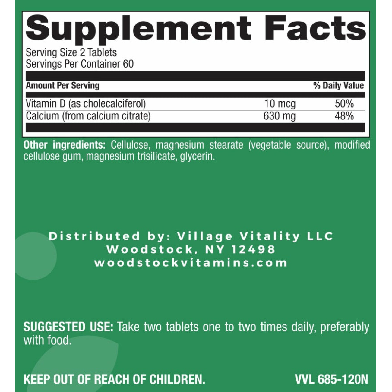 Calcium Citrate with Vitamin D3 - 120 Tablets