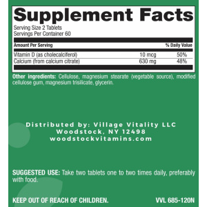 Calcium Citrate with Vitamin D3 - 120 Tablets