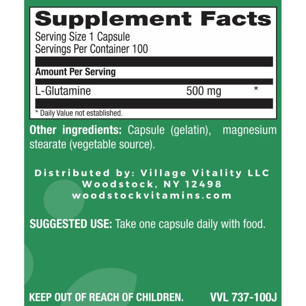 L-Glutamine 500 mg - 100 Capsules