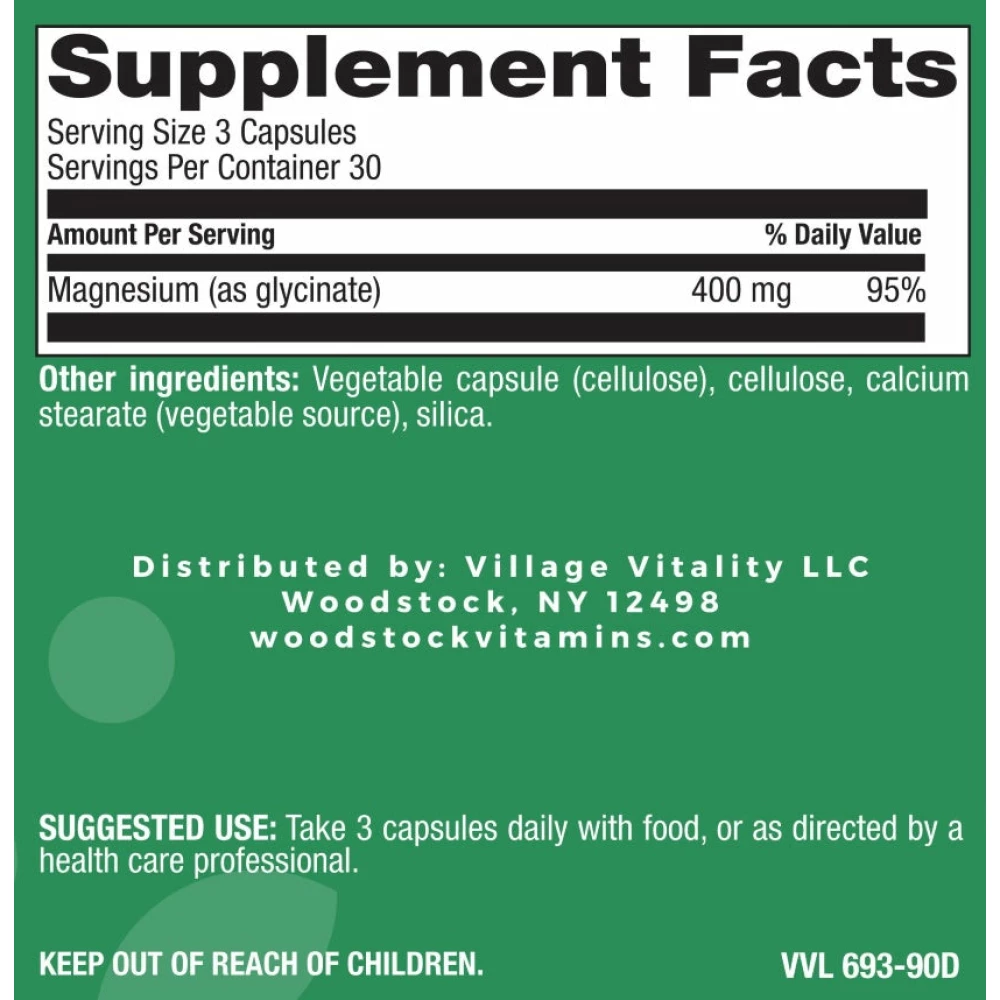 Magnesium Glycinate 400 mg - 90 Capsules