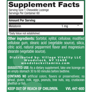 Melatonin 1 mg Natural Peppermint Flavor - 60 Lozenges