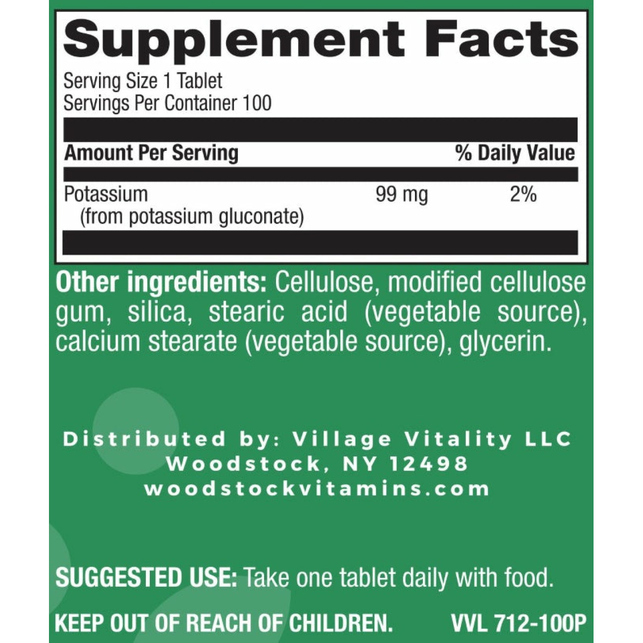 Potassium 99 mg - 100 Tablets