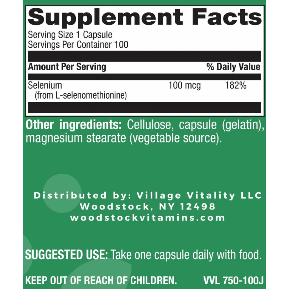 Selenium 100 mcg - 100 Capsules