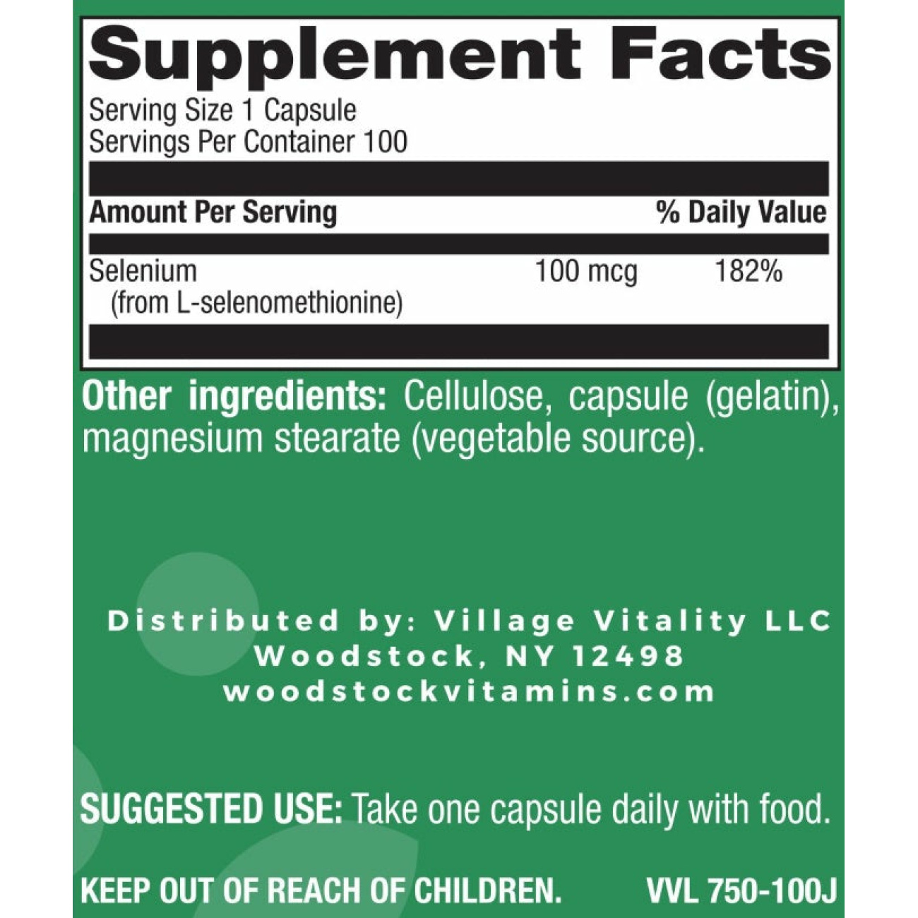 Selenium 100 mcg - 100 Capsules