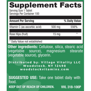 Vitamin C 500 mg with Rose Hips - 100 Tablets
