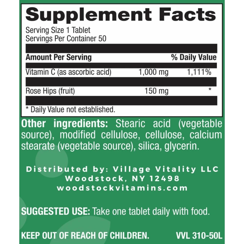 Vitamin C 1,000 mg with Rose Hips PR - 50 Tablets