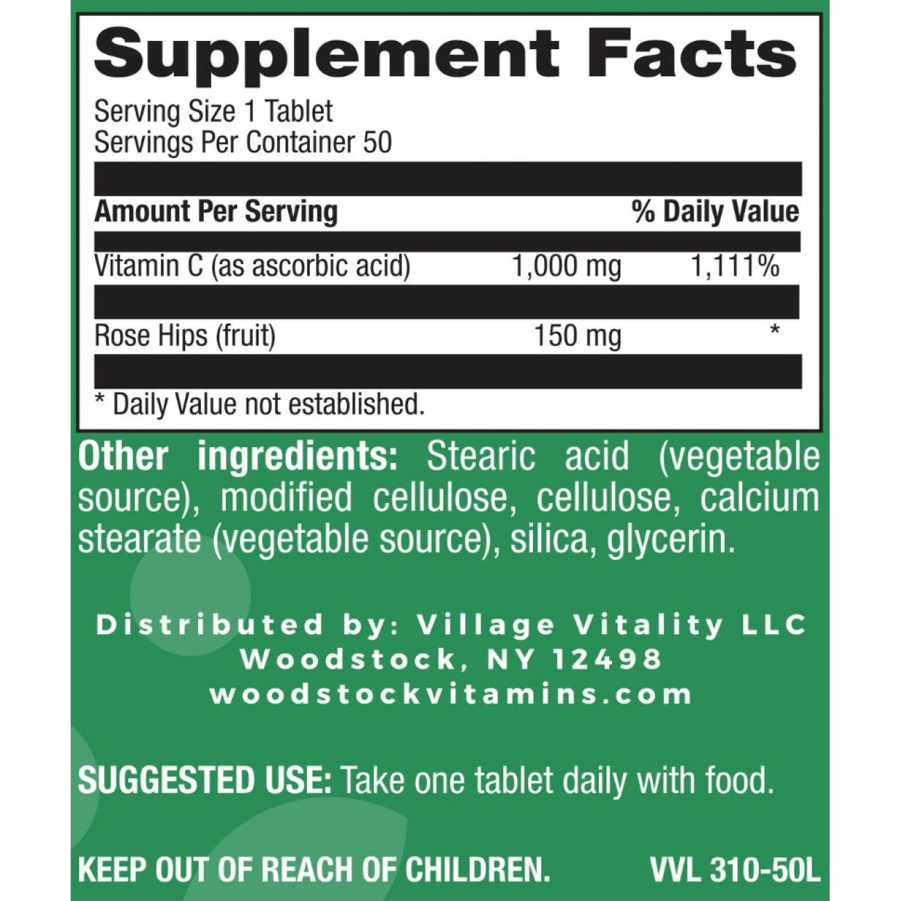 Vitamin C 1,000 mg with Rose Hips PR - 50 Tablets