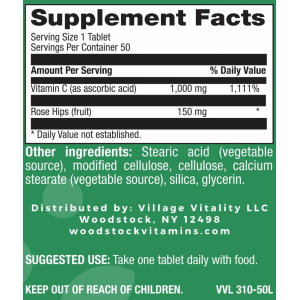 Vitamin C 1,000 mg with Rose Hips PR - 50 Tablets