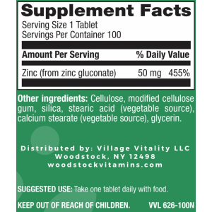 Zinc 50 mg - 100 Tablets