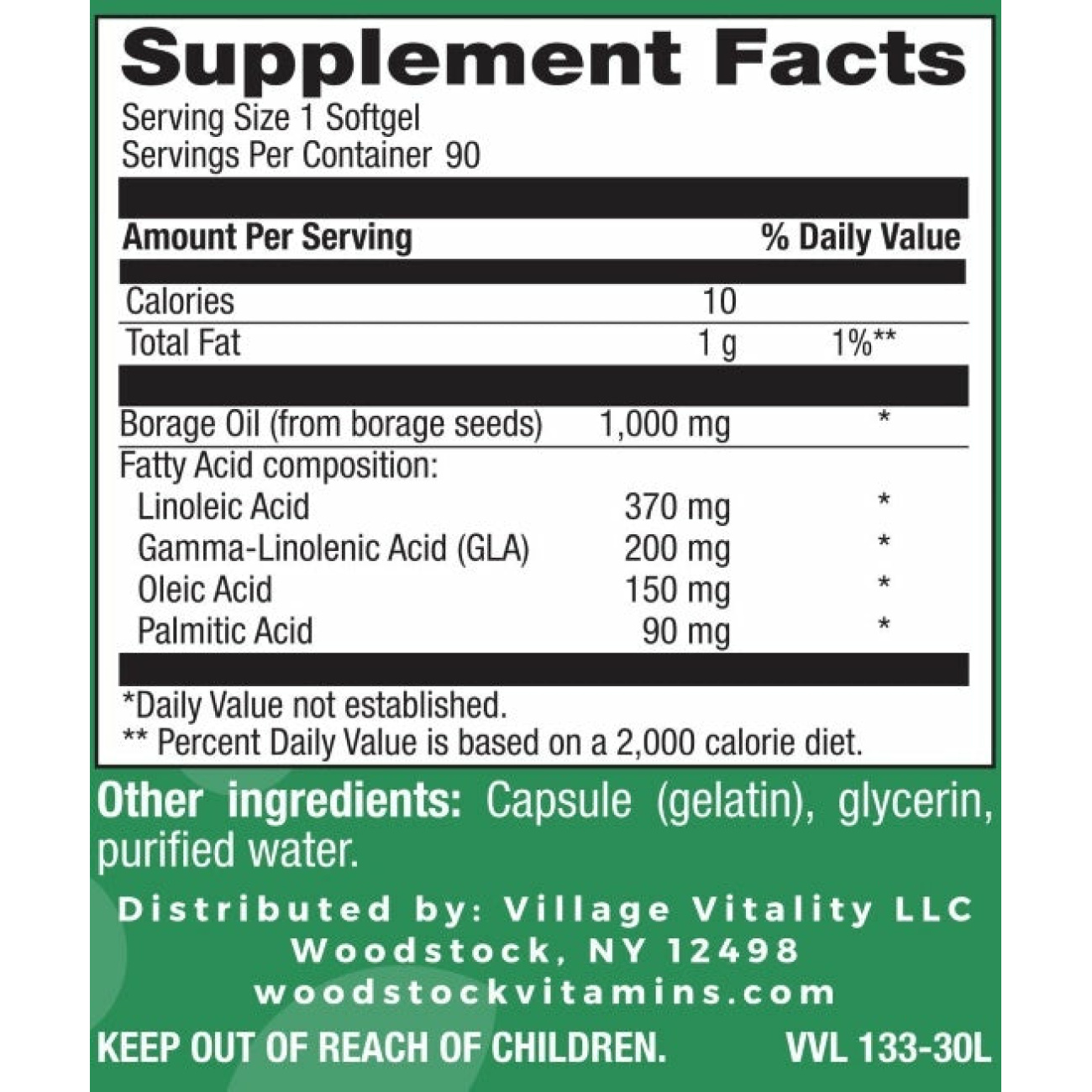 Borage Oil 1,000 mg - 90 Softgels