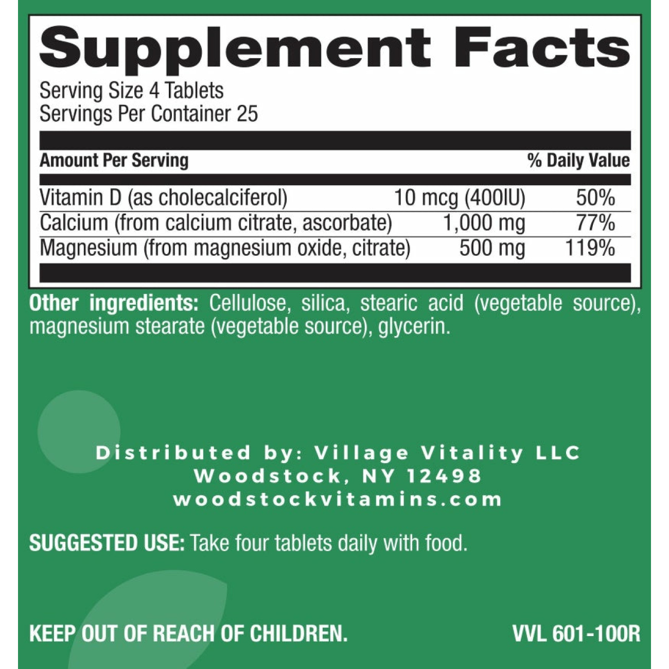 Cal-Mag Citrate Complex with Vitamin D3 - 100 Tablets