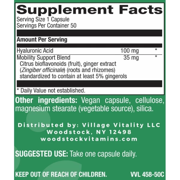 Hyaluronic Acid 100 mg - 50 Capsules