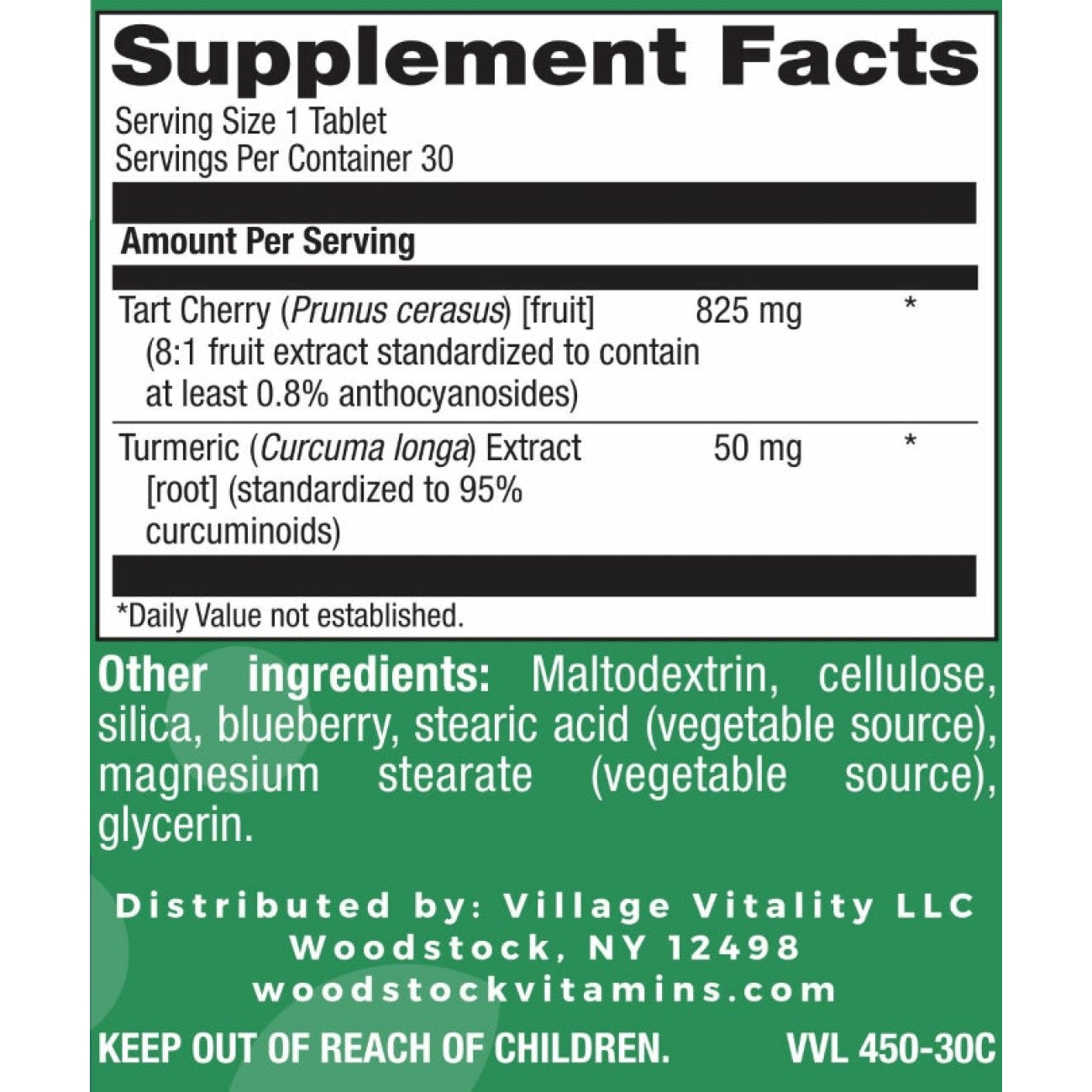 Tart Cherry with Turmeric - 30 Tablets