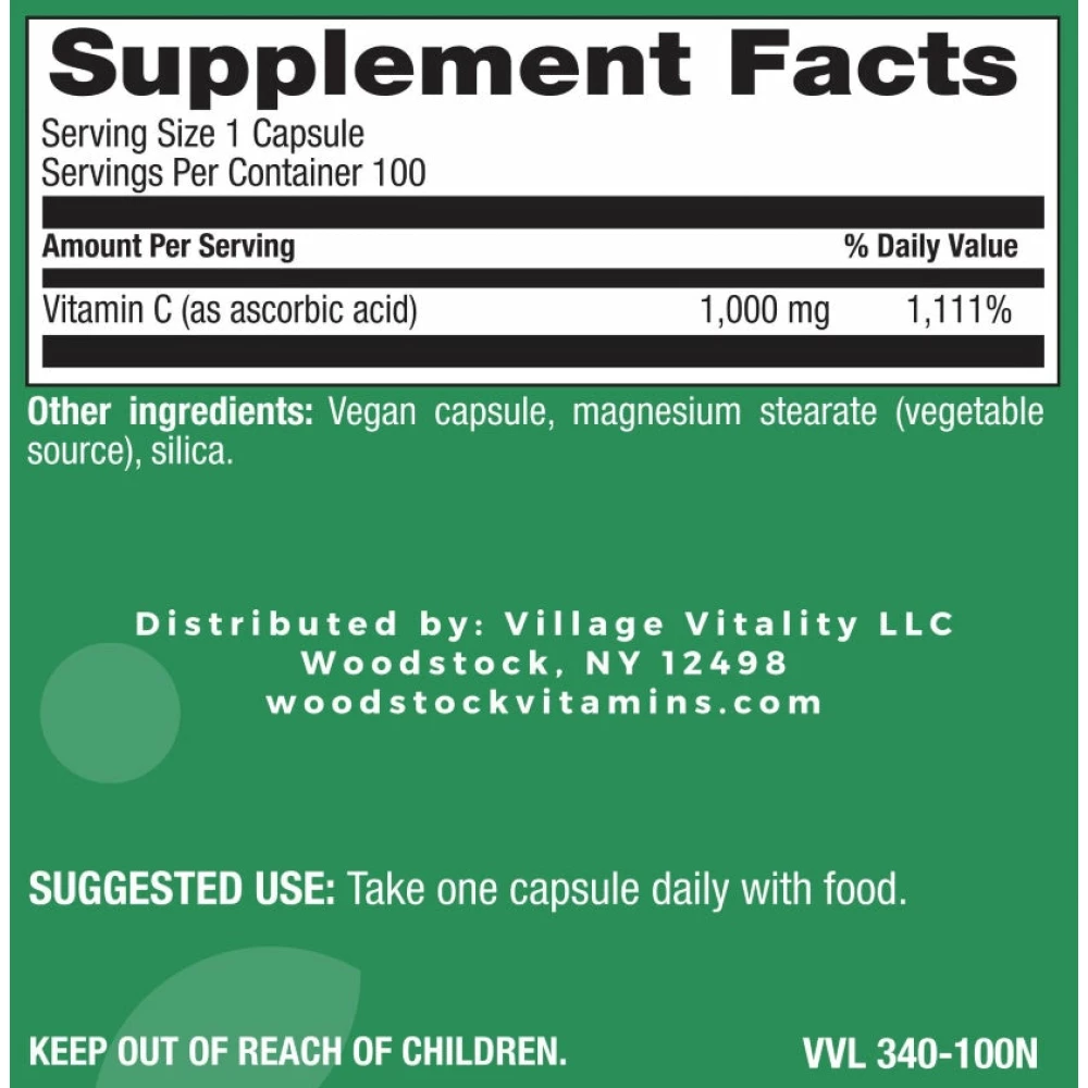Vitamin C Caps 1,000 mg - 100 Capsules