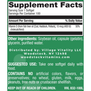 Vitamin D3 400 I.U. - 100 Softgels