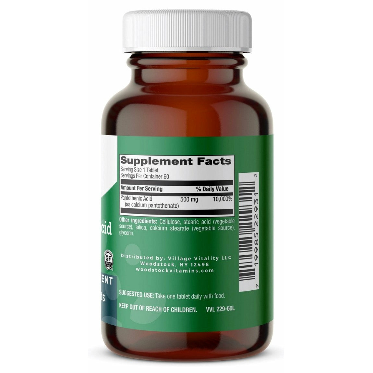 Pantothenic Acid 500 mg PR - 60 Tablets