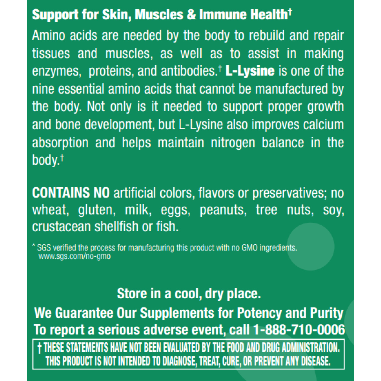 L-Lysine 500 mg - 100 Capsules