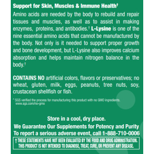 L-Lysine 500 mg - 100 Capsules
