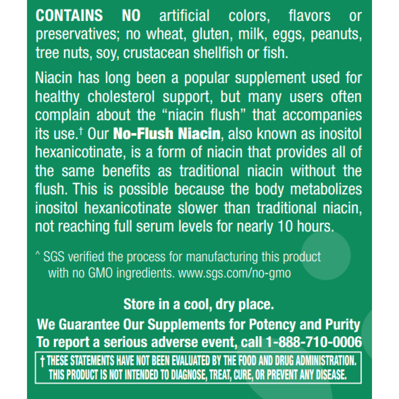 No-Flush Niacin Inositol Hexanicotinate 525 mg - 100 Capsules