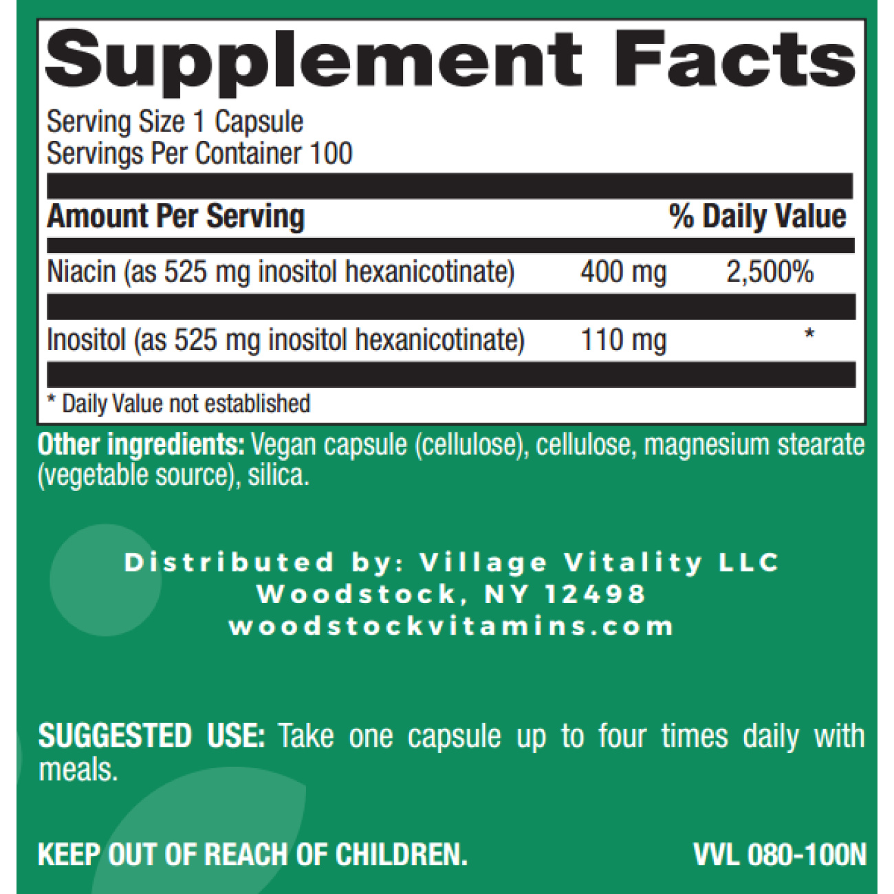 No-Flush Niacin Inositol Hexanicotinate 525 mg - 100 Capsules