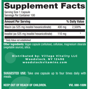 No-Flush Niacin Inositol Hexanicotinate 525 mg - 100 Capsules