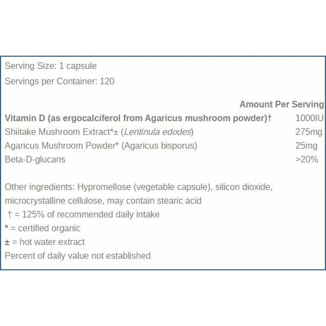 Mushroom D2 - 120 Capsules