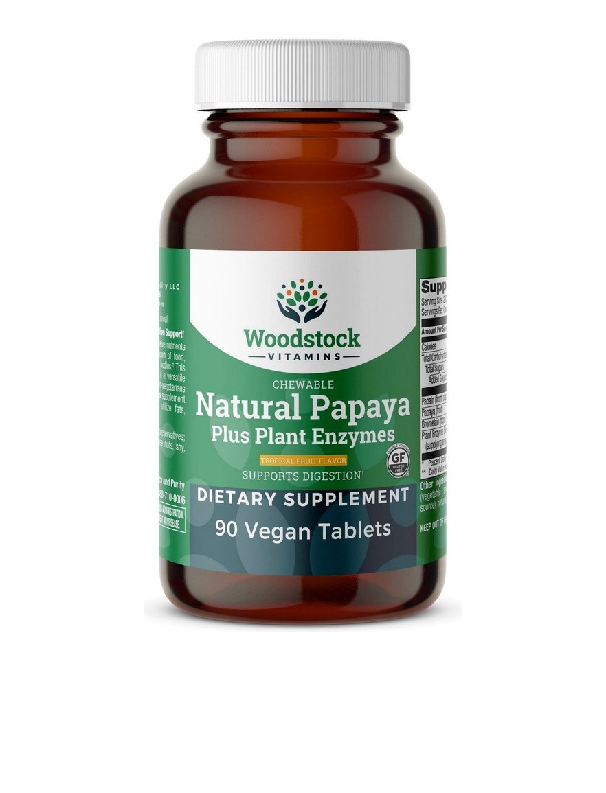 Chewable Natural Papaya - Natural Tropical Fruit Flavor - 90 Tablets